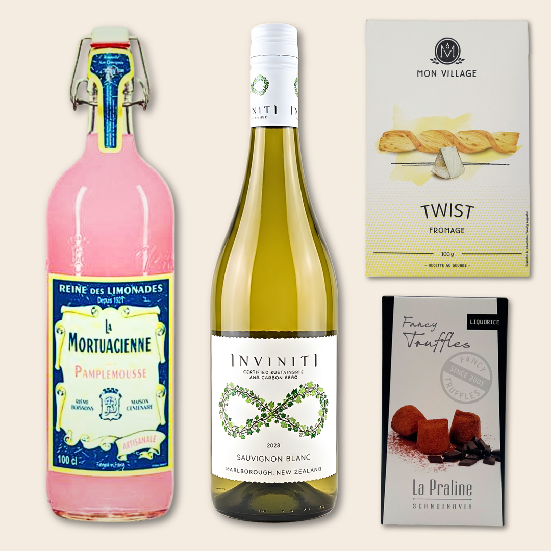 Gavekurv med Hvidvin, Lemonade og Snacks