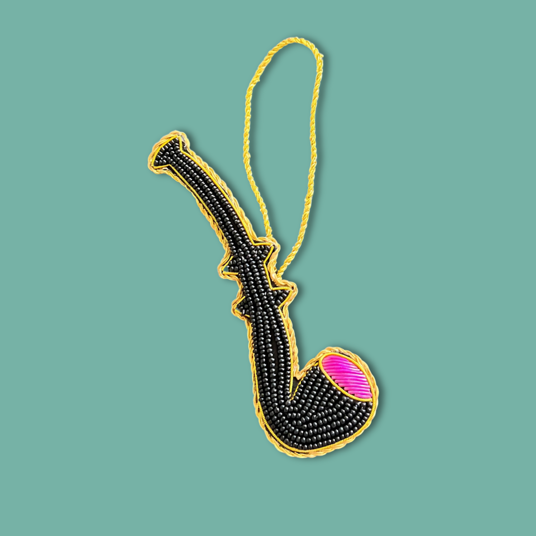 Hand-embroidered licorice pipe