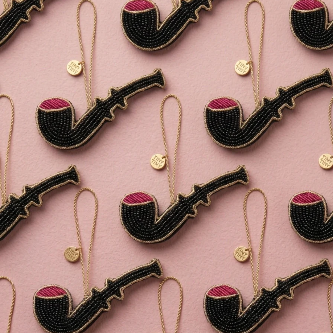 Hand-embroidered licorice pipe