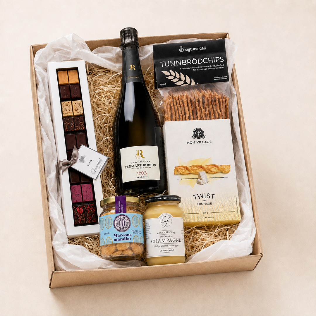 Stort Tillykke - Gavekurv med Champagne