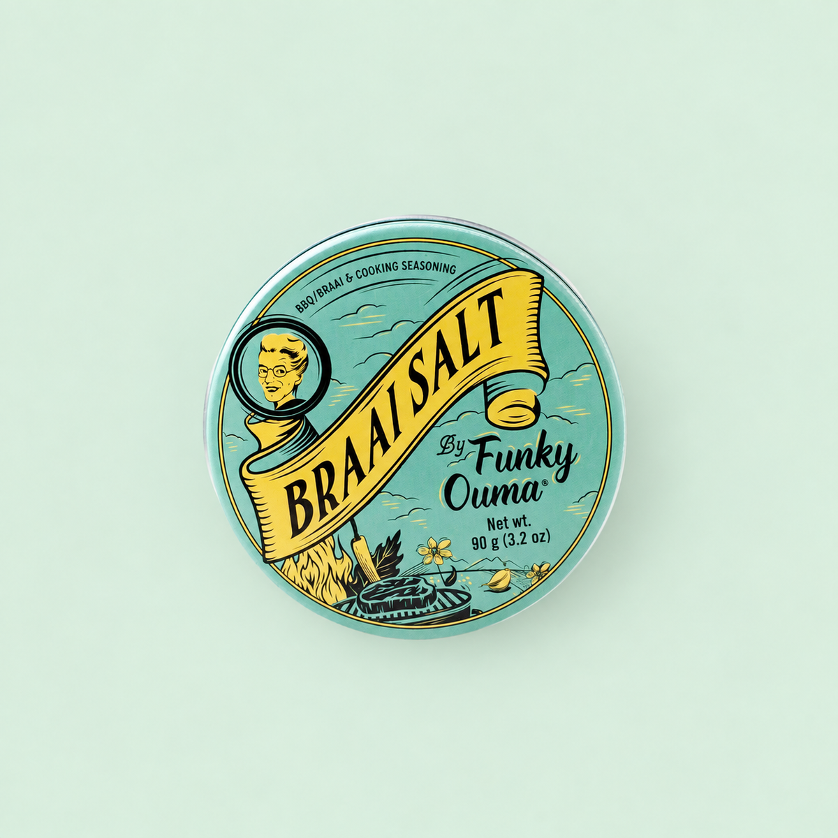 Braai Salt - 90 g - låg på mintgrøn baggrund