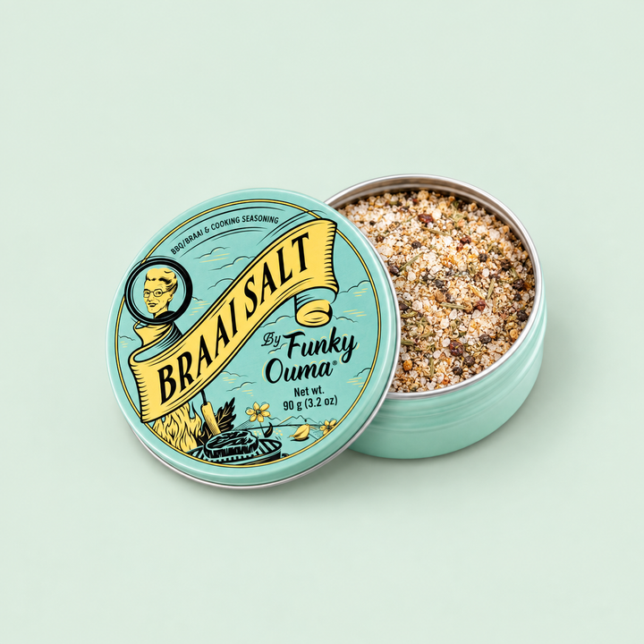 Braai Salt - 90 g på mintgrøn baggrund
