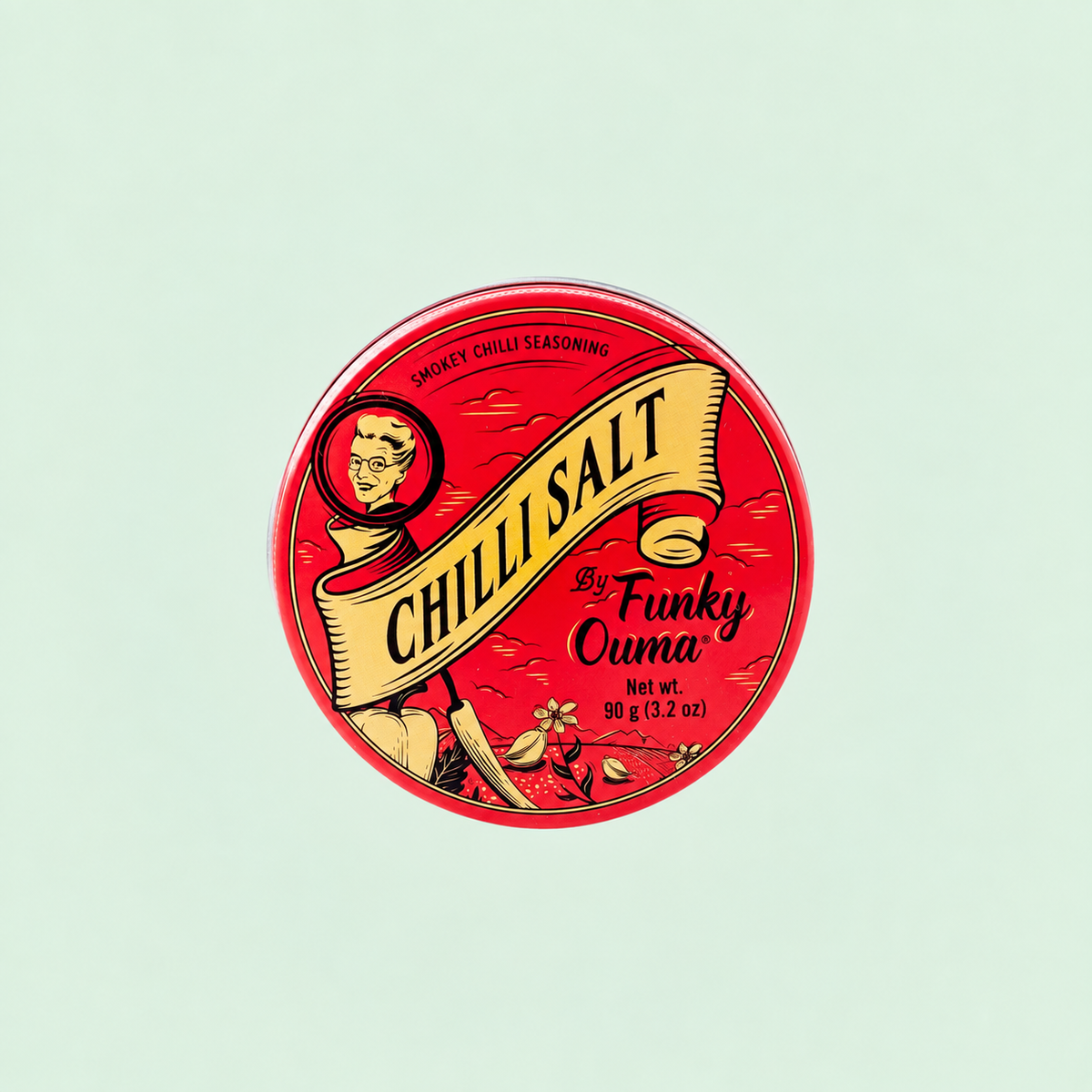 Chilli Salt - 90 g - låg på mintgrøn baggrund